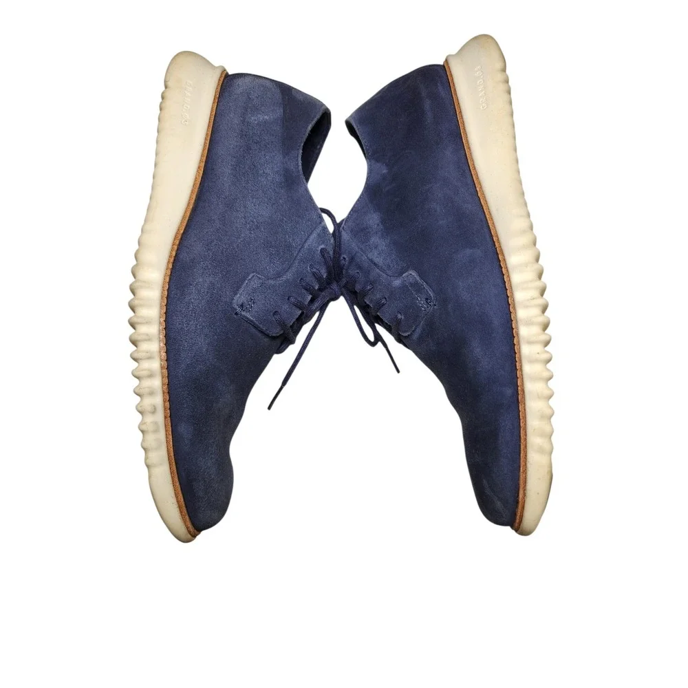 Cole Haan 2.ZEROGRAND Mens Marine Blue Suede Plain Toe Oxford Hybrid Shoes 10